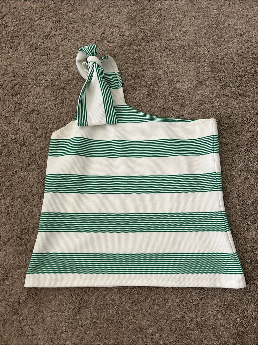 bishop + young Green and White Striped One-Shoulder Tie Tank